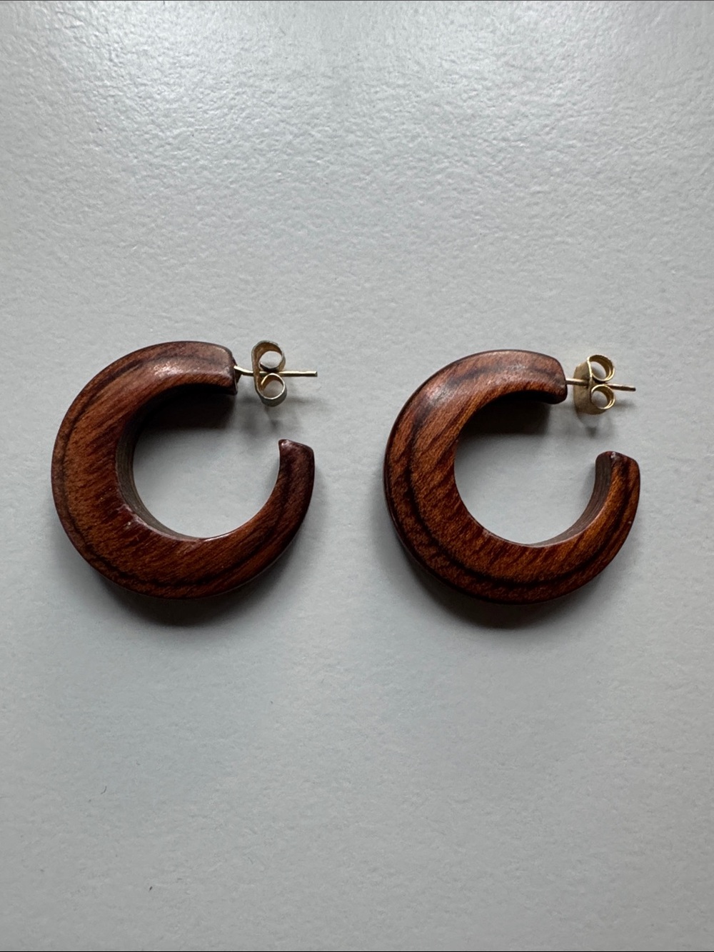 Vintage Wooden C-Hoop Earrings